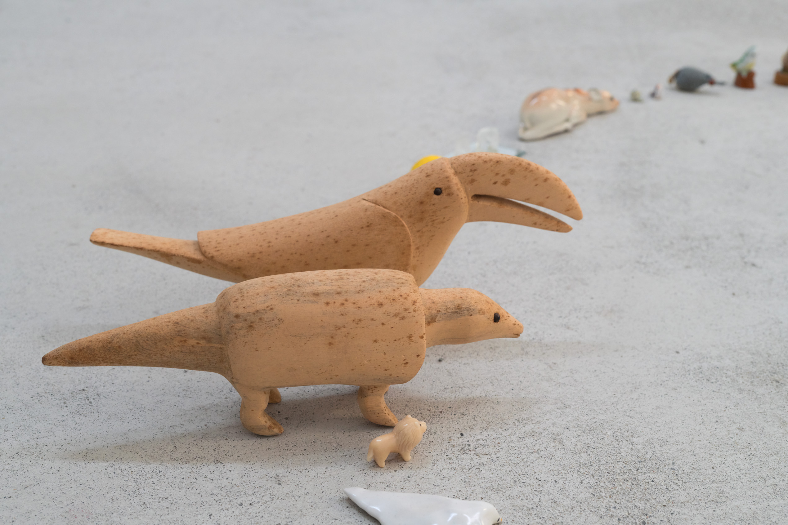 Emily Jones, The Lookers, Porcelain, glass, wicker, plastic, rubber, cotton & wooden animal figures, lollipop (detail) Emily Jones, The Lookers, Porcelain, glass, wicker, plastic, rubber, cotton & wooden animal figures, lollipop (detail)