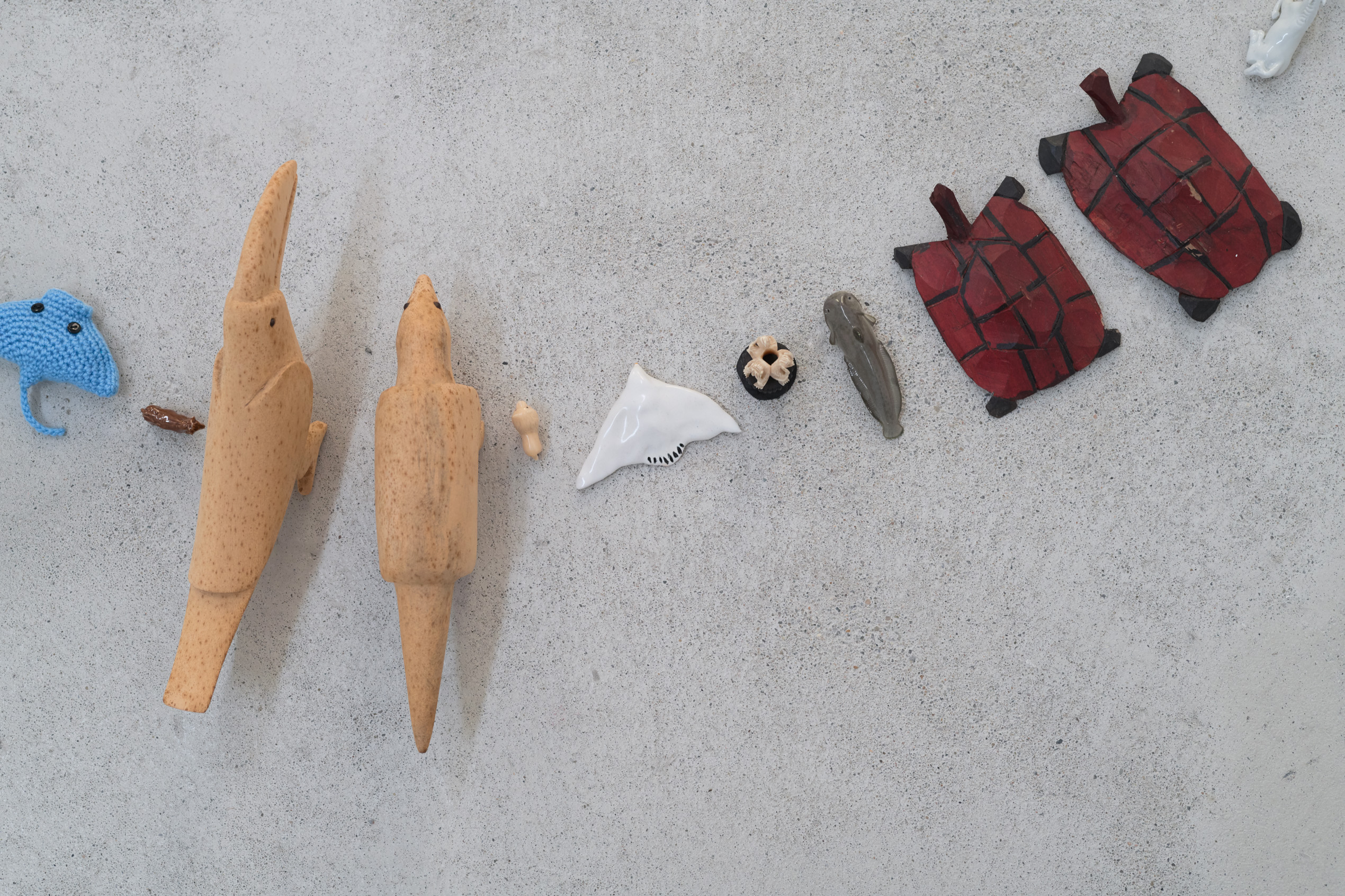 Emily Jones, The Lookers, Porcelain, glass, wicker, plastic, rubber, cotton & wooden animal figures, lollipop (detail) Emily Jones, The Lookers, Porcelain, glass, wicker, plastic, rubber, cotton & wooden animal figures, lollipop (detail)