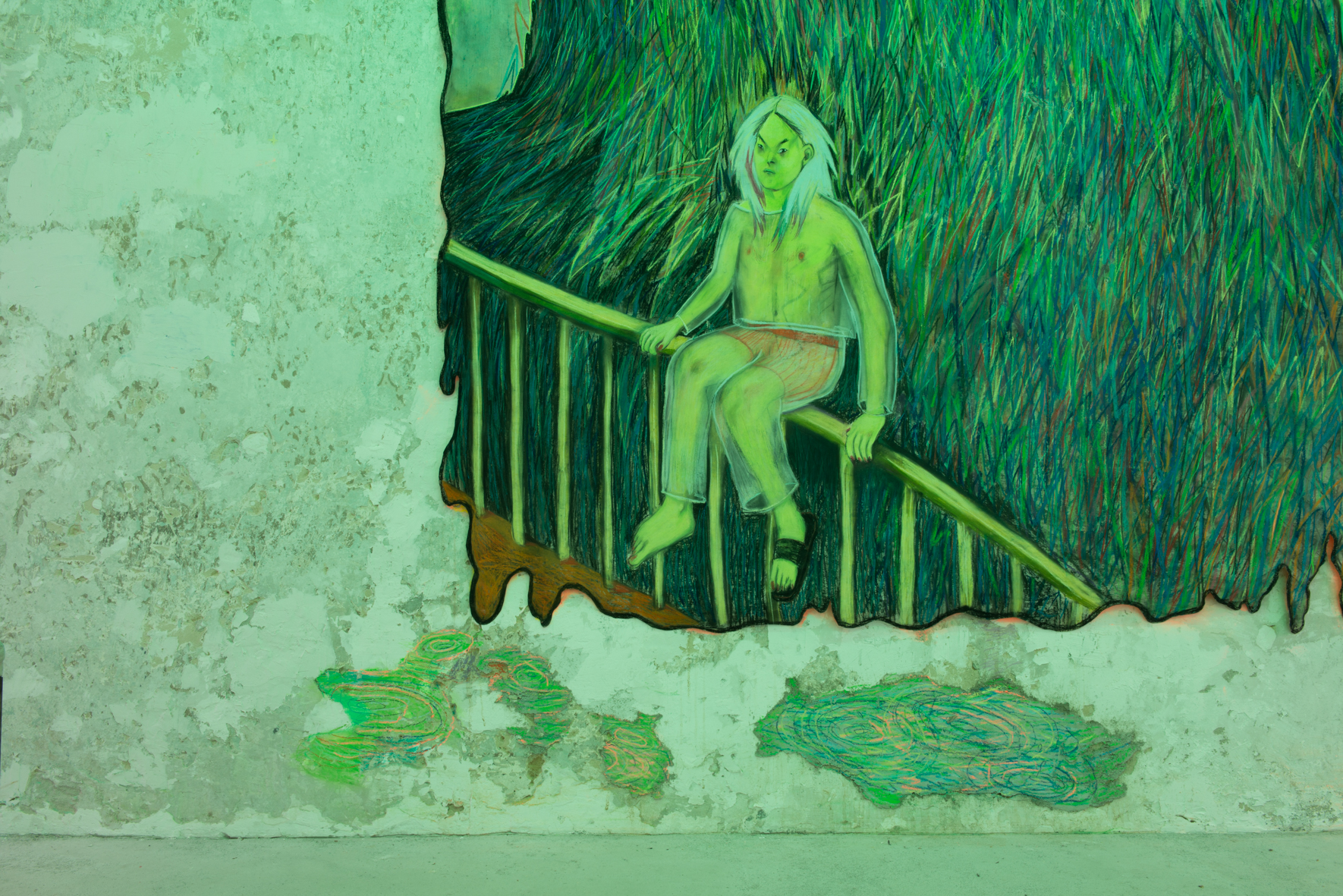 Giuliana Rosso, Lāarcobaleno disidratato (detail), 2019, chalks and charcoal on paper,Ā 200 x 200 cm Giuliana Rosso, Lāarcobaleno disidratato (detail), 2019, chalks and charcoal on paper,Ā 200 x 200 cm