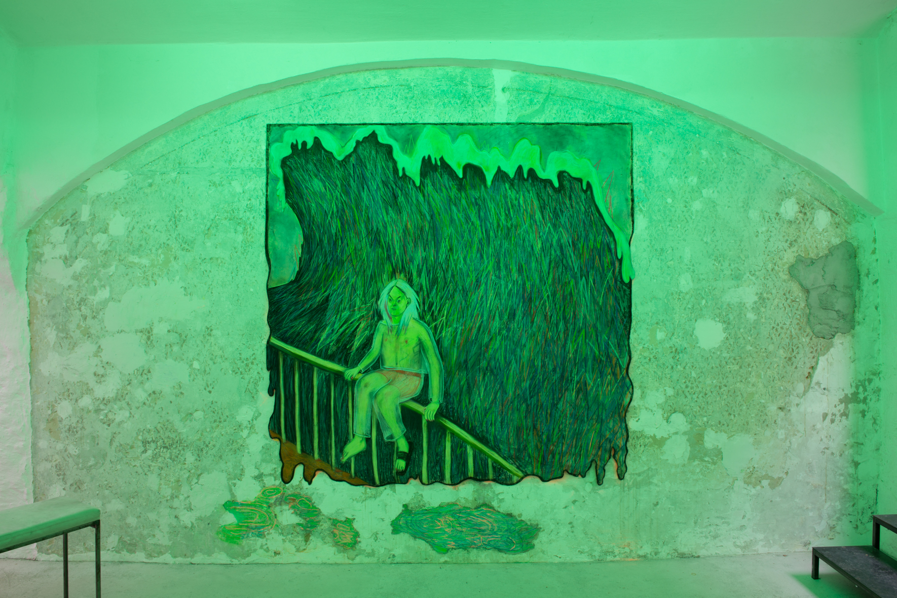Giuliana Rosso, Lāarcobaleno disidratato, 2019, chalks and charcoal on paper,Ā 200 x 200 cm Giuliana Rosso, Lāarcobaleno disidratato, 2019, chalks and charcoal on paper,Ā 200 x 200 cm