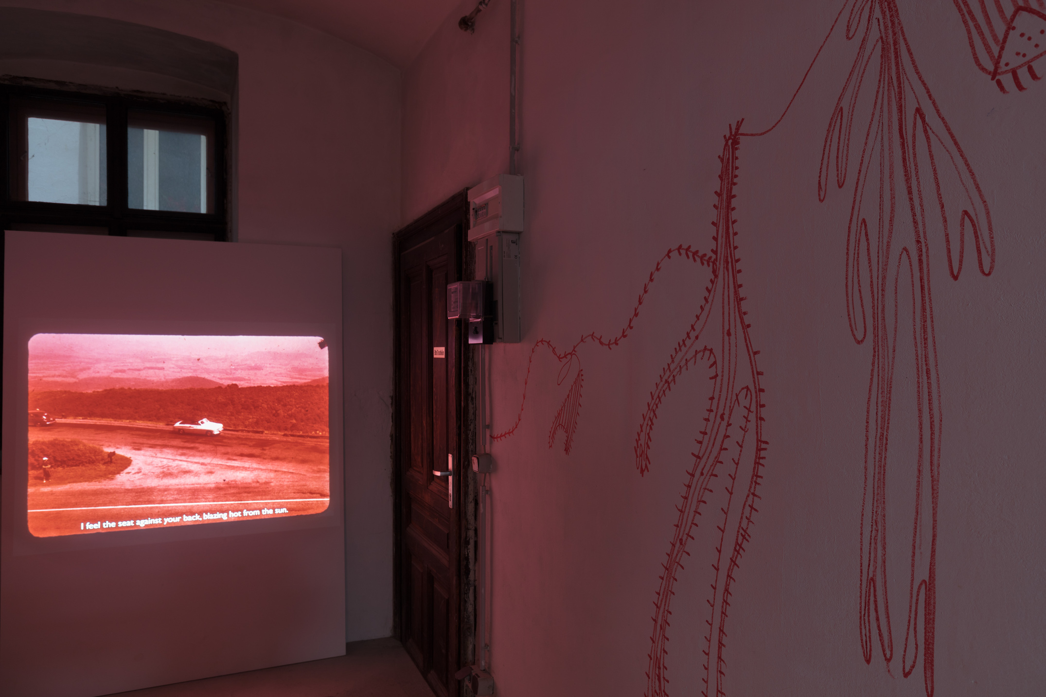 Igor Blomberg Tranaeus, What Might Once Have Belonged to Me (I), 2018, HD video, silent; Fatima Moallim, drawing performance Igor Blomberg Tranaeus, What Might Once Have Belonged to Me (I), 2018, HD video, silent; Fatima Moallim, drawing performance