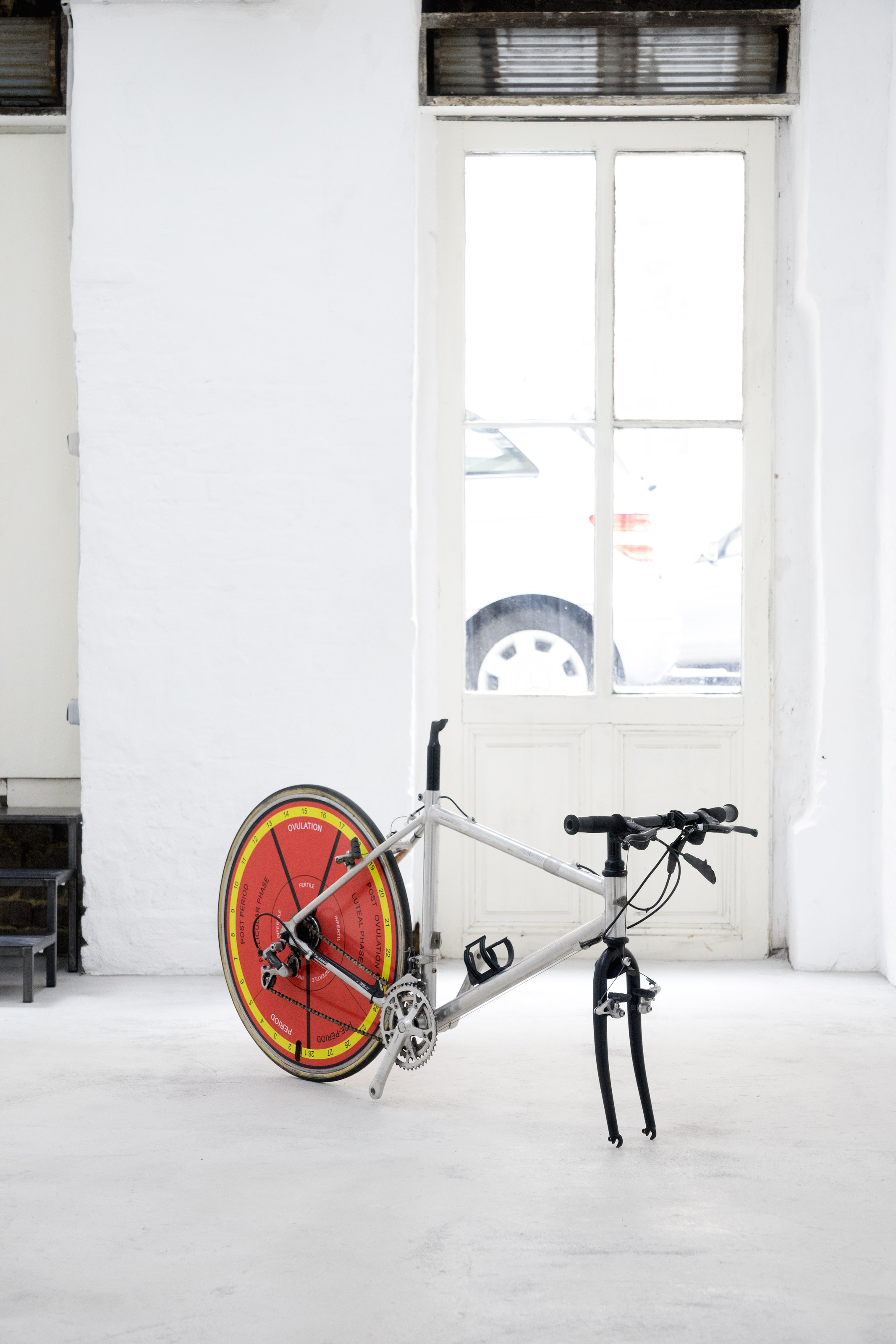 Lucia Elena Průša, Cycle, 2018, Aluminium, steel, rubber, plastic, UV-print, 14 x 85 x 60 cm Lucia Elena Průša, Cycle, 2018, Aluminium, steel, rubber, plastic, UV-print, 14 x 85 x 60 cm