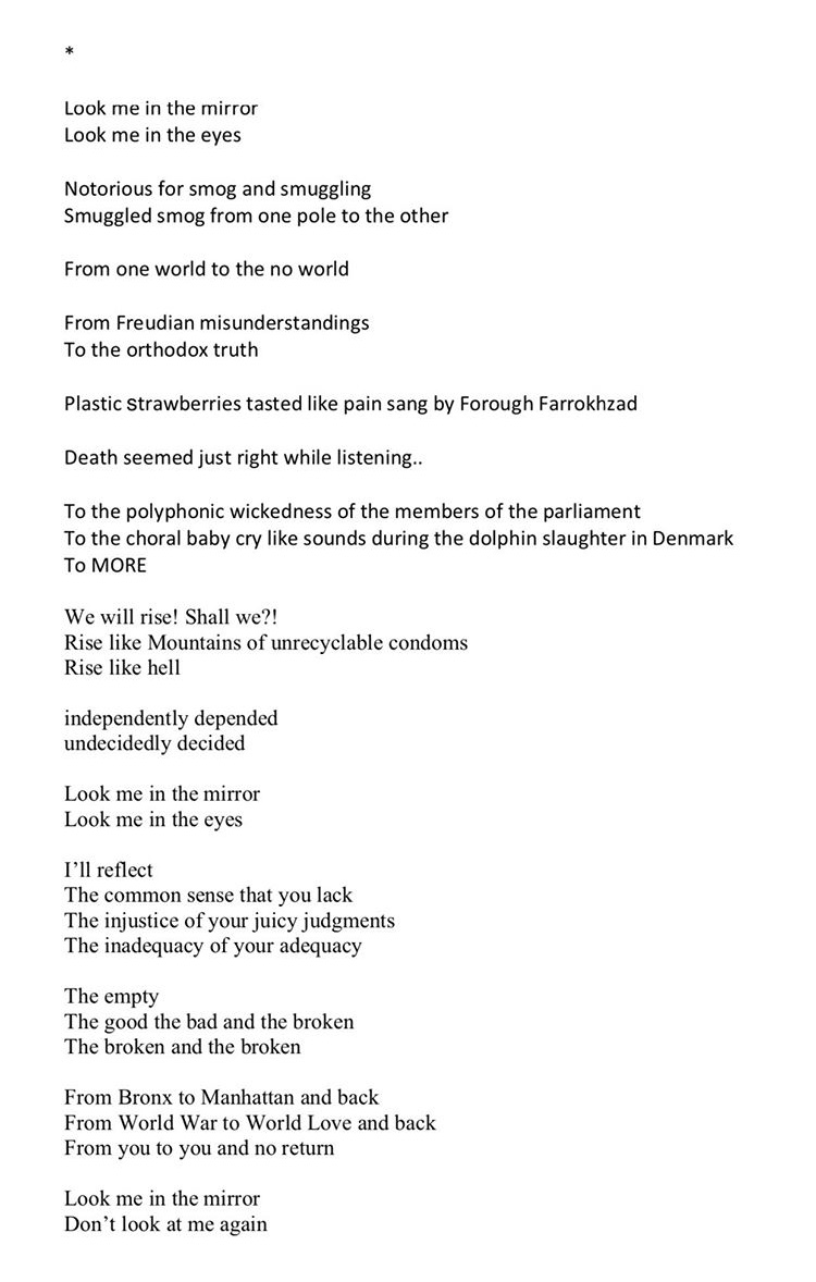 Nino Sakandelidze: untitled poem (look me in the mirror), 2020 Nino Sakandelidze: untitled poem (look me in the mirror), 2020